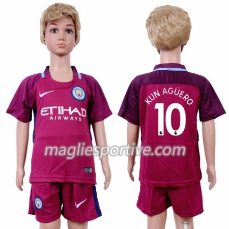Completo Calcio Manchester City Sergio Aguero 10 Bambino Divisa Trasferta 2018